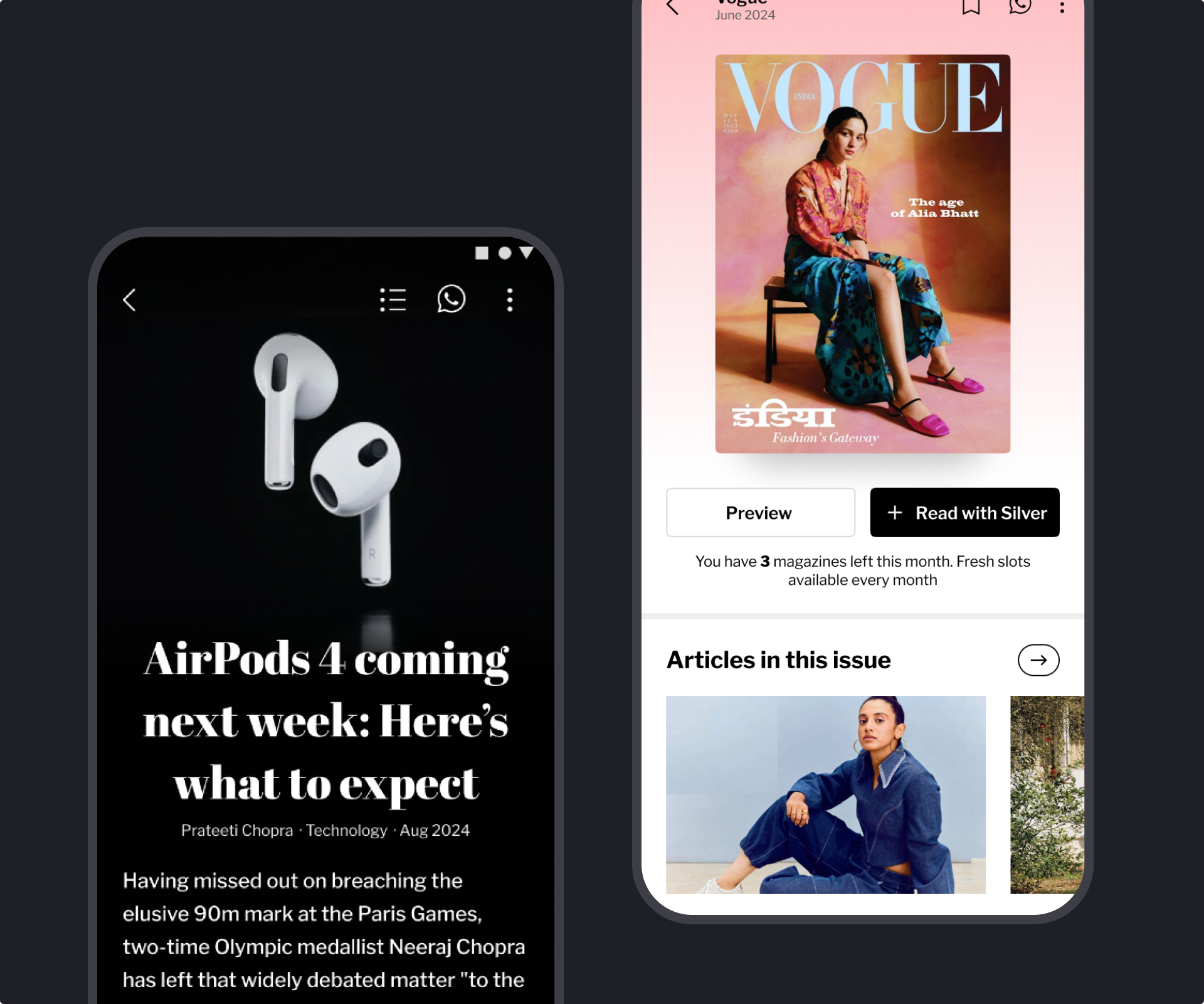 Dailyhunt premium magazine reading experience